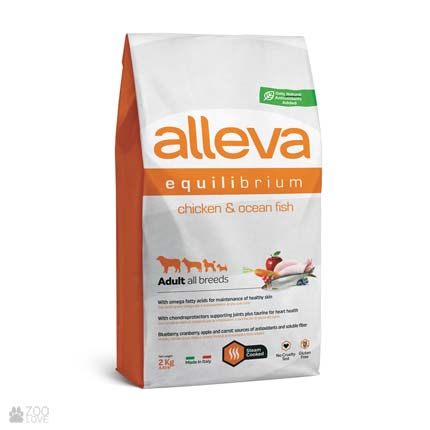 Alleva Equilibrium Sensitive Adult All Breeds Chicken & Ocean Fish, корм для собак с чувствительным пищеварением с курицей и рыбой