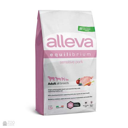 Alleva Equilibrium Sensitive Adult All Breeds Pork, корм для собак с чувствительным пищеварением со свининой