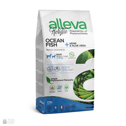 Alleva Holistic Medium / Large Adult Ocean Fish, корм для собак средних и крупных пород с океанической рыбой