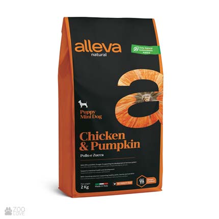 Alleva Natural Mini Puppy Chicken & Pumpkin, корм для щенков малых пород с курицей и тыквой