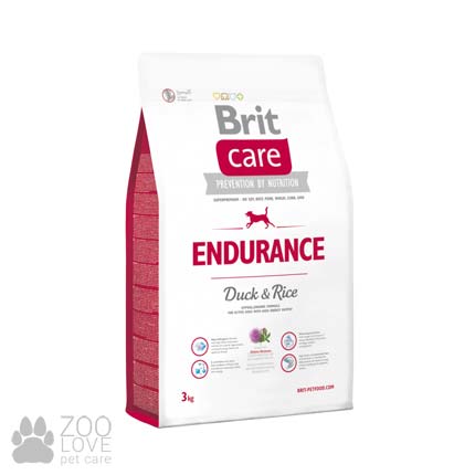 Фото упаковки сухого корма для активных собак всех пород Brit Care Endurance 3 кг