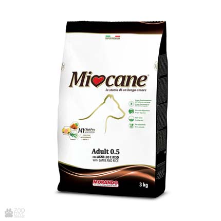 Корм сухой для собак Morando Miocane Adult Lamb 0.5 с ягненком и рисом, 3 кг