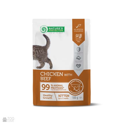 Nature's Protection Kitten Healthy Growth Chicken with Beef, влажный корм с курицей и говядиной для котят