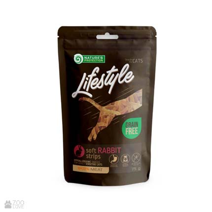 Nature's Protection Lifestyle Soft Rabbit Strips, мягкое лакомство с кроликом для кошек