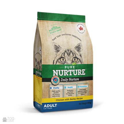 Pure Nurture Daily Chicken with Barley, корм с курицей и ячменем для взрослых кошек