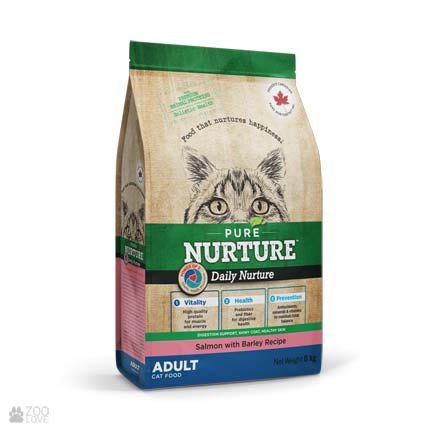 Pure Nurture Daily Salmon with Barley, корм с лососем и ячменем для взрослых кошек