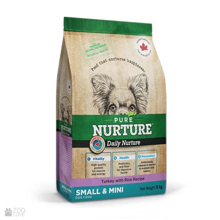 Pure Nurture Daily Turkey with Rice Small & Mini Adult, корм с индейкой и рисом для собак малых пород