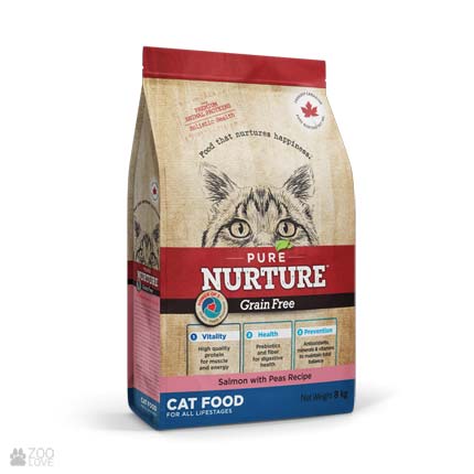 Pure Nurture Grain Free Salmon with Peas, беззерновой корм с лососем для взрослых кошек
