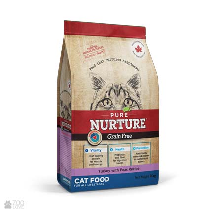 Pure Nurture Grain Free Turkey with Peas, беззерновой корм с индейкой для взрослых кошек