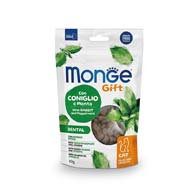Monge Gift Cat Dental Rabbit, лакомства для кошек с кроликом и мятой для гигиены полости рта