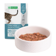 Nature's Protection Adult Cats Weight Control Chicken with Salmon & Tuna, влажный корм с лососем и травами для кошек для стерилизованных кошек